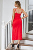 Afbeelding in Gallery-weergave laden, Rode Bodycon Spaghetti Staps Party Dress met 3D Bloem
