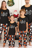 Zwarte pompoen bedrukte Halloween familie pyjama's set