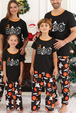 Zwarte pompoen bedrukte Halloween familie pyjama's set