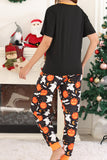 Zwarte pompoen bedrukte Halloween familie pyjama's set