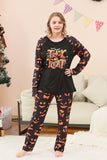 Zwarte Trick or Treat bedrukte Halloween familie pyjamaset