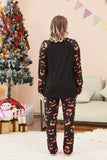 Zwarte Trick or Treat bedrukte Halloween familie pyjamaset