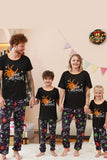 Zwarte en oranje Spider bedrukte Halloween familie pyjamaset