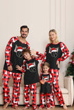 Lange Mouw Familie Zwart Rode Kerst Pyjama met Herten Patroon