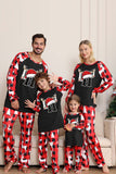 Lange Mouw Familie Zwart Rode Kerst Pyjama met Herten Patroon