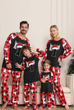 Lange Mouw Familie Zwart Rode Kerst Pyjama met Herten Patroon