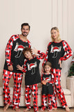 Lange Mouw Familie Zwart Rode Kerst Pyjama met Herten Patroon