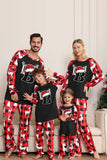 Zwart Rode Lange Mouw Familie Kerst Pyjama met Herten Patroon