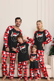 Zwart Rode Lange Mouw Familie Kerst Pyjama met Herten Patroon