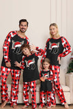 Zwart Rode Lange Mouw Familie Kerst Pyjama met Herten Patroon