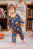 Oranje pompoen Print familie Halloween pyjama (lange mouwen)