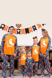 Oranje pompoen Print familie Halloween pyjama (lange mouwen)