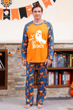 Oranje pompoen Print familie Halloween pyjama (lange mouwen)