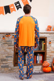 Oranje pompoen Print familie Halloween pyjama (lange mouwen)