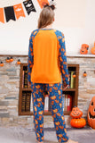 Oranje pompoen Print familie Halloween pyjama (lange mouwen)