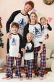 Zwarte blauwe boom Print familie kerst pyjama