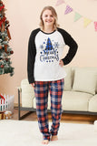 Zwarte blauwe boom Print familie kerst pyjama