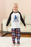 Zwarte blauwe boom Print familie kerst pyjama