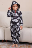 Pompoen Print Zwart Bijpassende Halloween Eendelige Pyjama