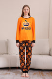 Oranje Halloween Familie Bijpassende Pyjamaset met Lange Mouw