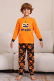 Oranje Halloween Familie Bijpassende Pyjamaset met Lange Mouw