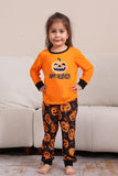 Oranje Halloween Familie Bijpassende Pyjamaset met Lange Mouw