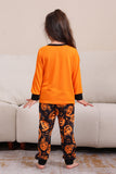 Oranje Halloween Familie Bijpassende Pyjamaset met Lange Mouw