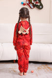 Rood patroon capuchon familie pyjama set