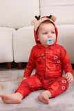 Rood patroon capuchon familie pyjama set