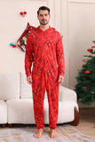 Rood patroon capuchon familie pyjama set