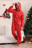 Rood patroon capuchon familie pyjama set