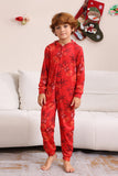 Rood patroon capuchon familie pyjama set