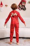 Rood patroon capuchon familie pyjama set