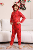 Rood patroon capuchon familie pyjama set