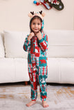 Rode en Groene Colorblock Kerst Hooded Family Pyjama Set