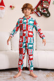 Rode en Groene Colorblock Kerst Hooded Family Pyjama Set