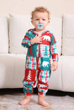 Rode en Groene Colorblock Kerst Hooded Family Pyjama Set