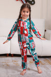 Rode en Groene Colorblock Kerst Hooded Family Pyjama Set