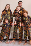 Zwarte Print Halloween Familie Bijpassende Pyjama Set