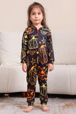 Zwarte Print Halloween Familie Bijpassende Pyjama Set