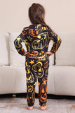 Zwarte Print Halloween Familie Bijpassende Pyjama Set