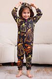 Zwarte Print Halloween Familie Bijpassende Pyjama Set