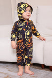 Zwarte Print Halloween Familie Bijpassende Pyjama Set