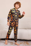 Zwarte Print Halloween Familie Bijpassende Pyjama Set