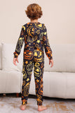 Zwarte Print Halloween Familie Bijpassende Pyjama Set