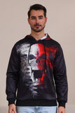 Zwarte Skeleton Print Hooded Halloween familie sweatshirts