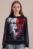 Zwarte Skeleton Print Hooded Halloween familie sweatshirts