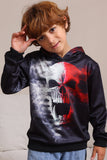 Zwarte Skeleton Print Hooded Halloween familie sweatshirts