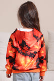 Griezelige oranje skeletprint familie sweatshirts met capuchon