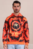 Griezelige oranje skeletprint familie sweatshirts met capuchon